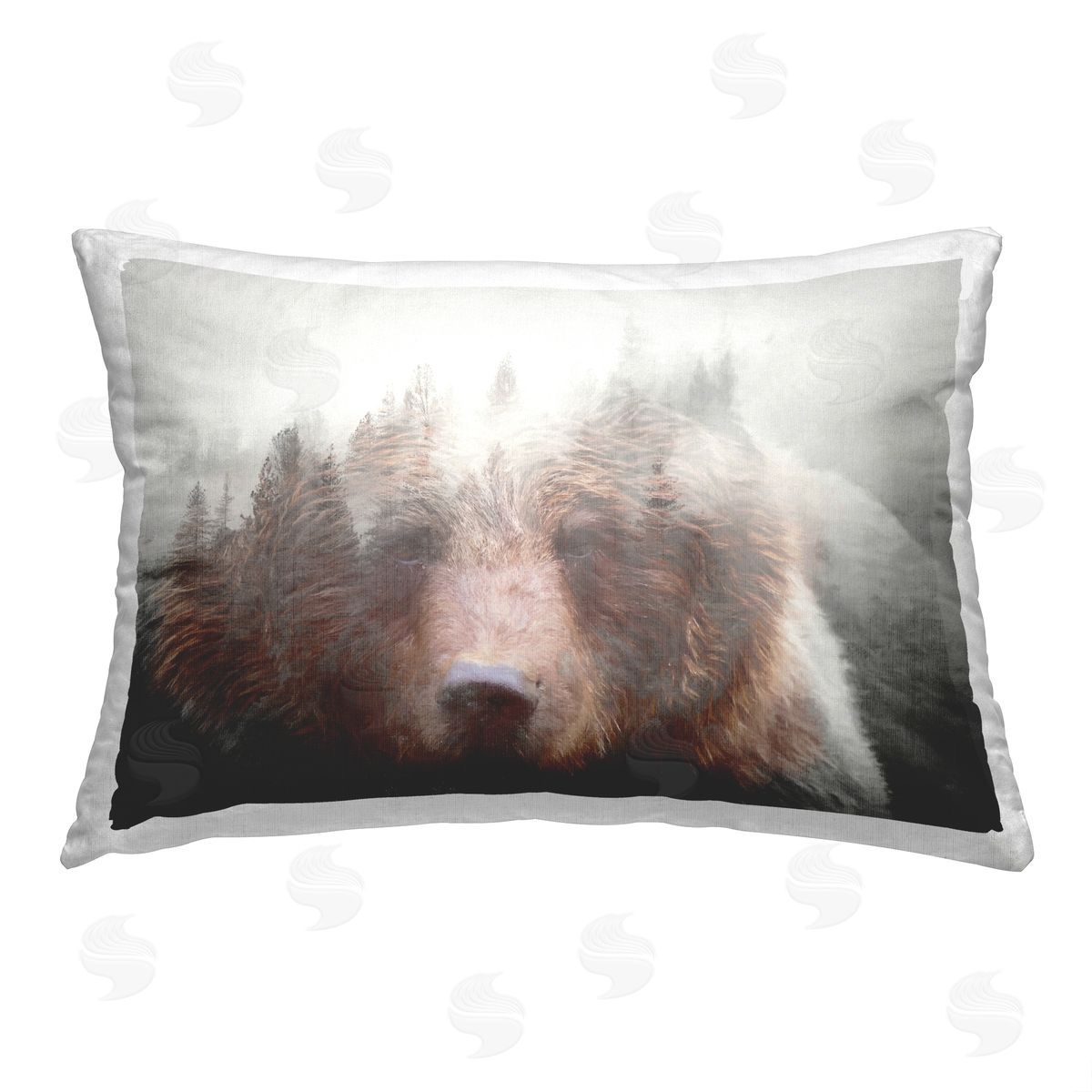 Daniel Sproul Abstract Bear & Nature Printed Plush Polyester Throw Pillow