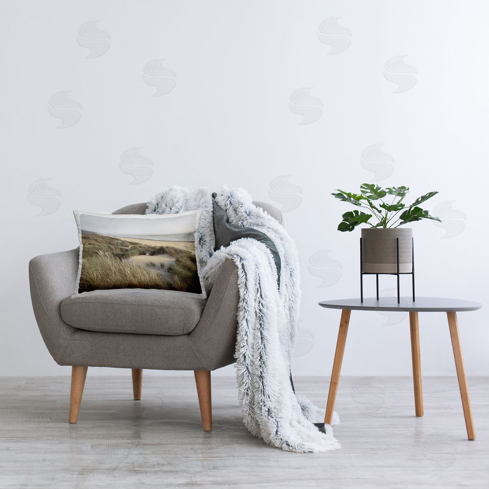 Alan Majchrowicz Windblown Beach Grasses Printed Plush Polyester Throw Pillow On Chair