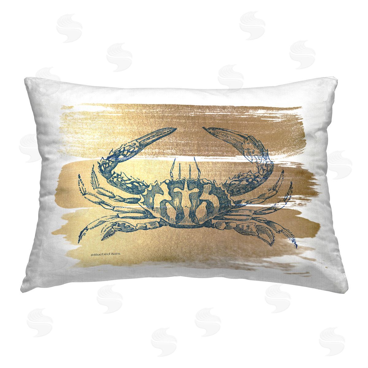 Bluebird Barn Glam Detail Crab Printed Plush Polyester Throw Pillow