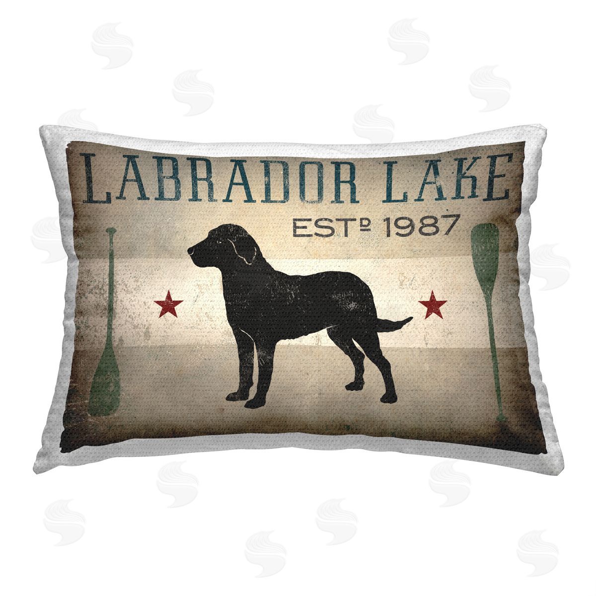 Ryan Fowler Vintage Labrador Lake Outdoor Quick-Dry Polyester Printed Throw Pillow