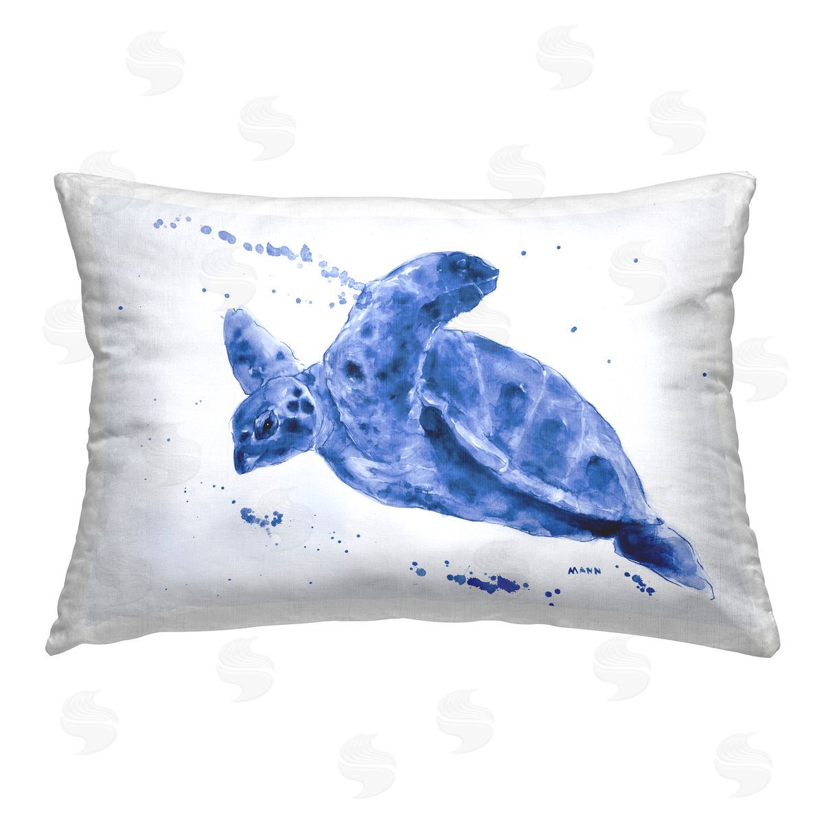 Patti Mann Modern Blue Turtle Printed Plush Polyester Throw Pillow