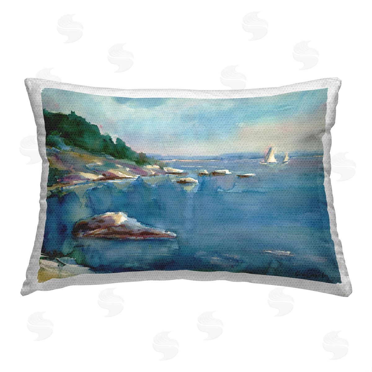 Stephen Calcasola Blue Ocean Scenery Outdoor Quick-Dry Polyester Printed Throw Pillow