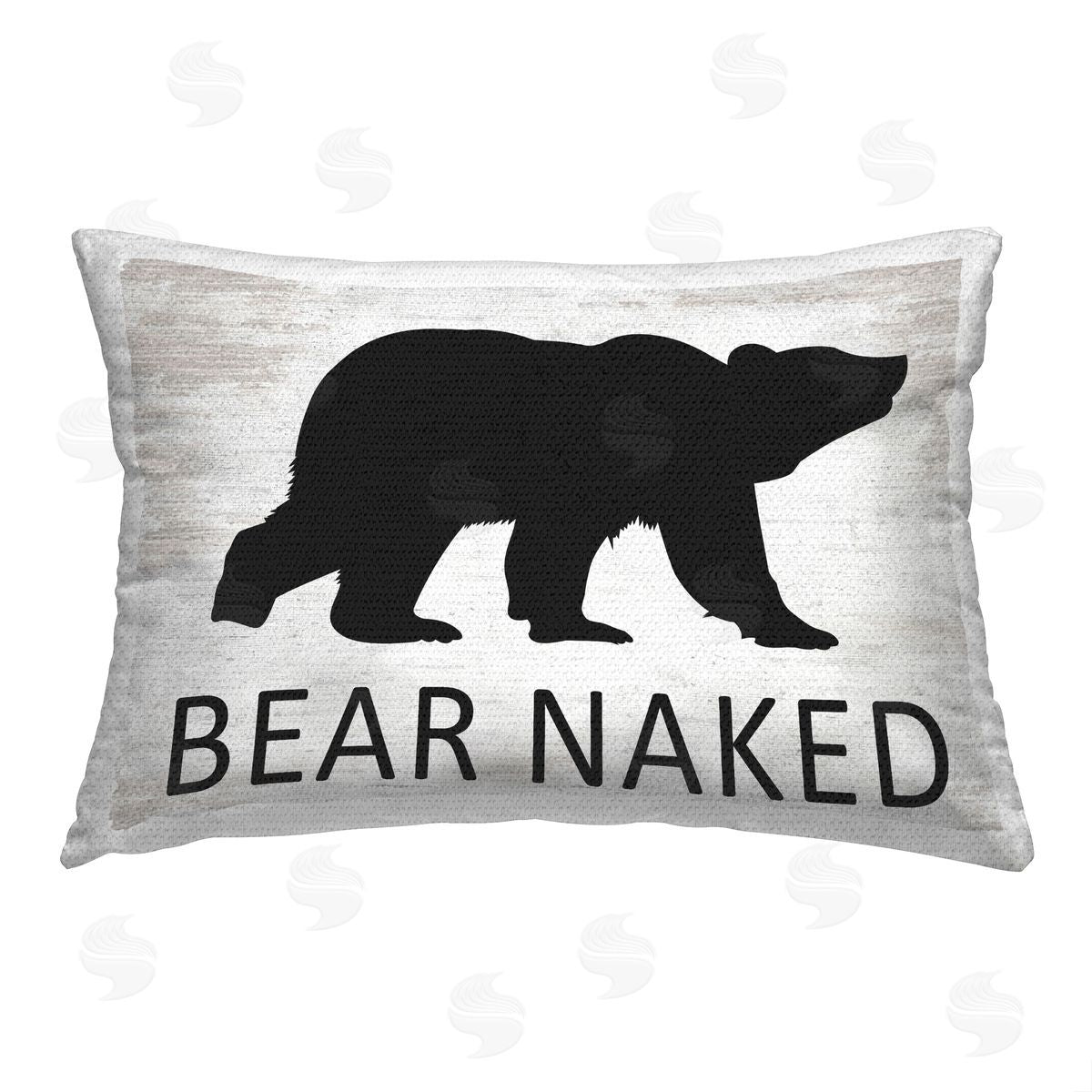 Lettered and Lined Rustic Bear Naked Outdoor Quick-Dry Polyester Printed Throw Pillow