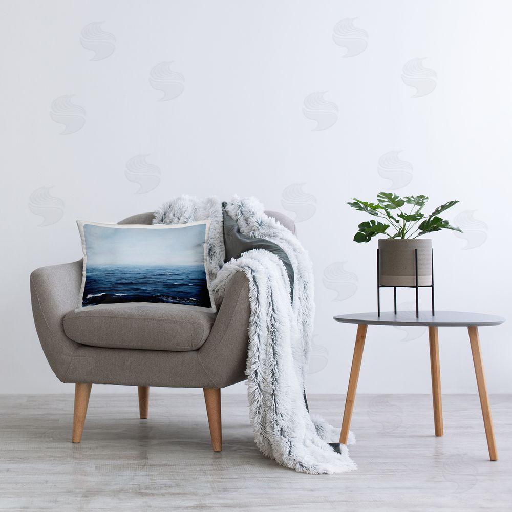 Michael Willett Rolling Sea Waves Printed Plush Polyester Throw Pillow On Chair