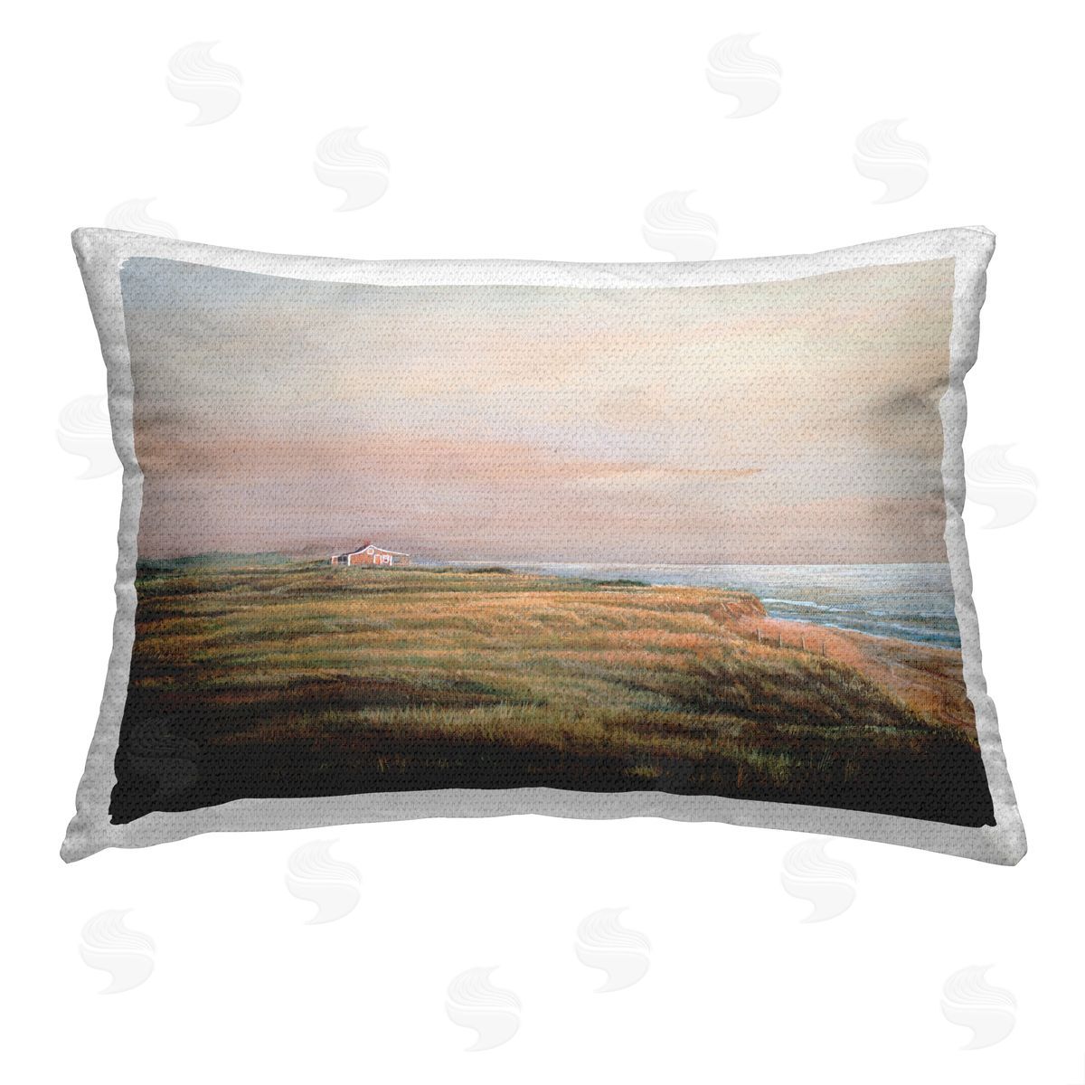 Tom Mielko Coastal Cottage Landscape Outdoor Quick-Dry Polyester Printed Throw Pillow