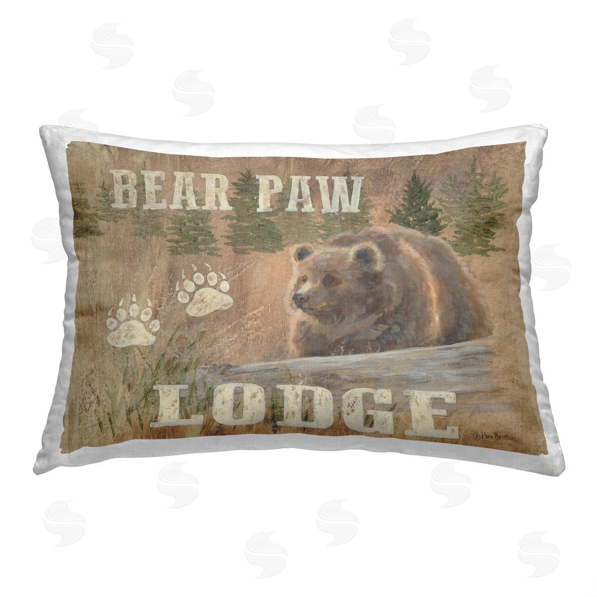 Pam Britton Bear Paw Lodge Printed Plush Polyester Throw Pillow