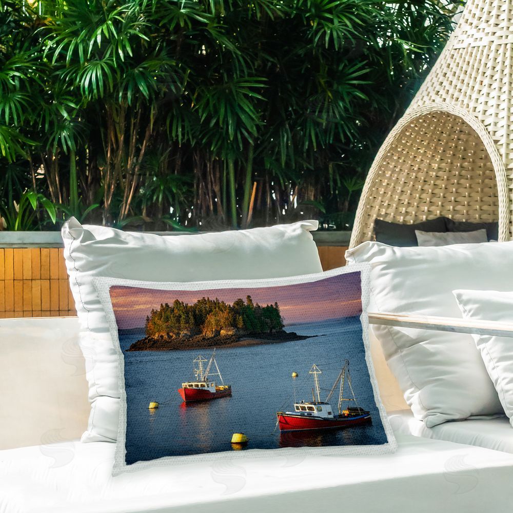 Rick Berk Nautical Boats & Island Outdoor Quick-Dry Polyester Printed Throw Pillow in Back Yard