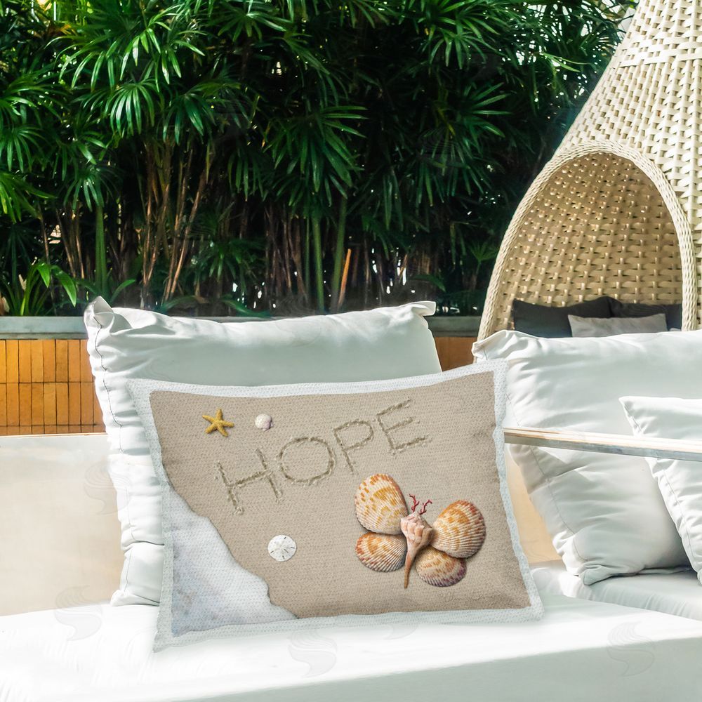 Alan Giana & Company Hope Ocean Foam Outdoor Quick-Dry Polyester Printed Throw Pillow in Back Yard