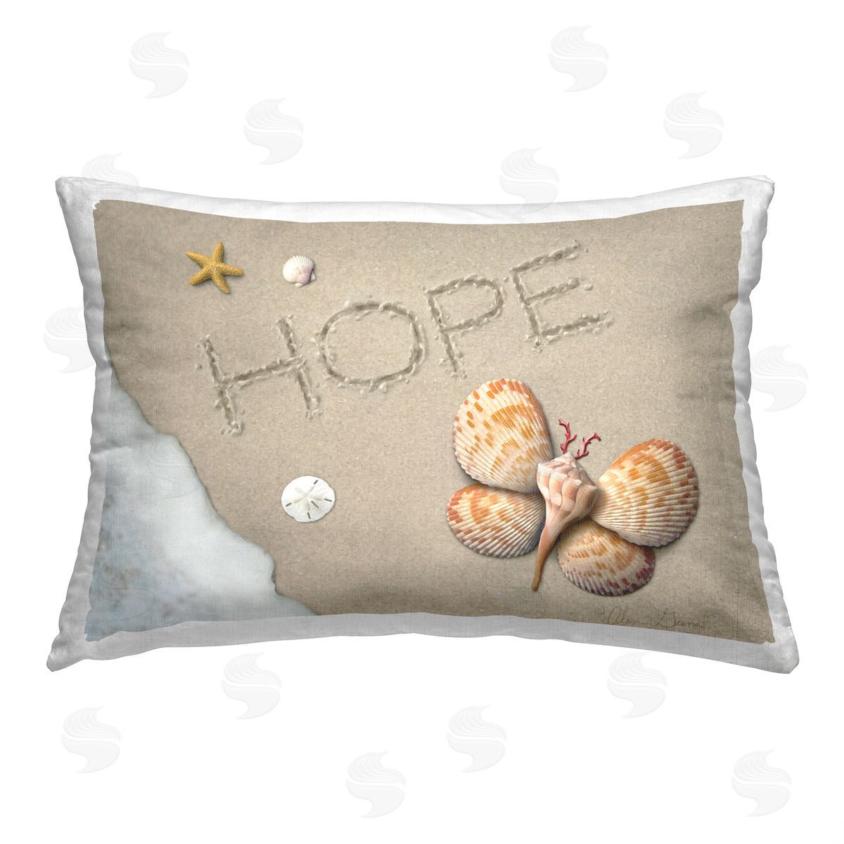 Alan Giana & Company Hope Ocean Foam Printed Plush Polyester Throw Pillow