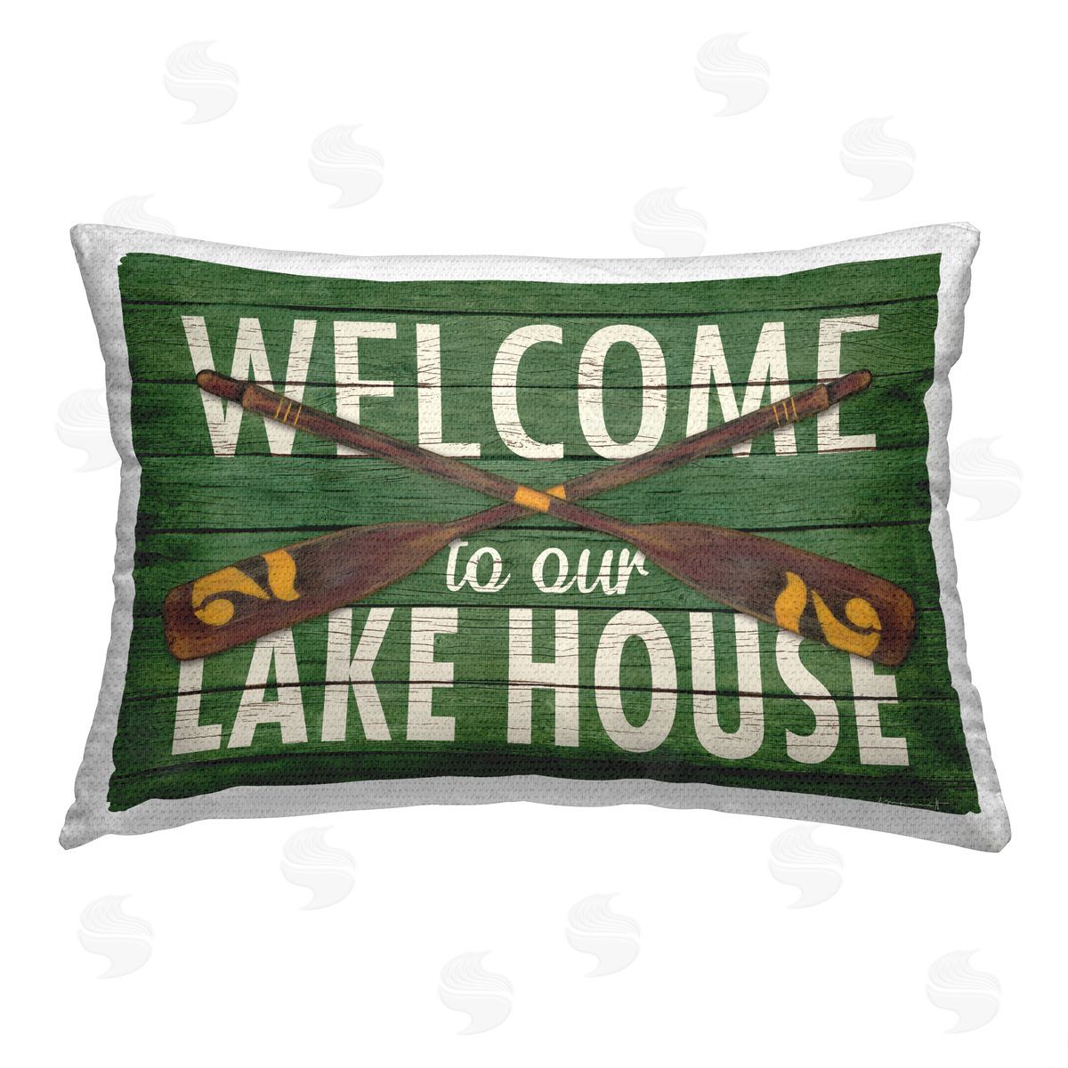 Stephanie Workman Marrott Green Welcome Lake House Outdoor Quick-Dry Polyester Printed Throw Pillow