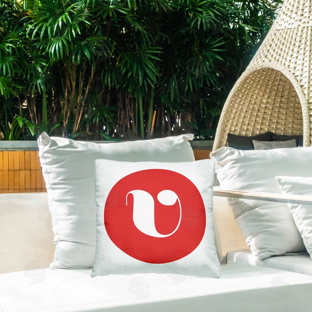 Stupell Studio Red Initial V Outdoor Quick-Dry Polyester Printed Throw Pillow in Back Yard