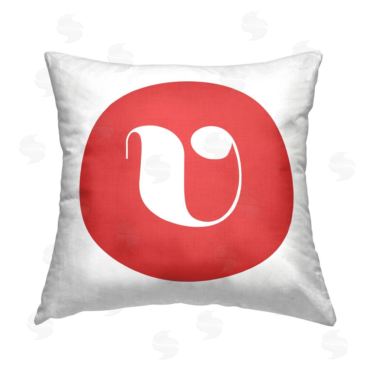 Stupell Studio Red Initial V Printed Plush Polyester Throw Pillow