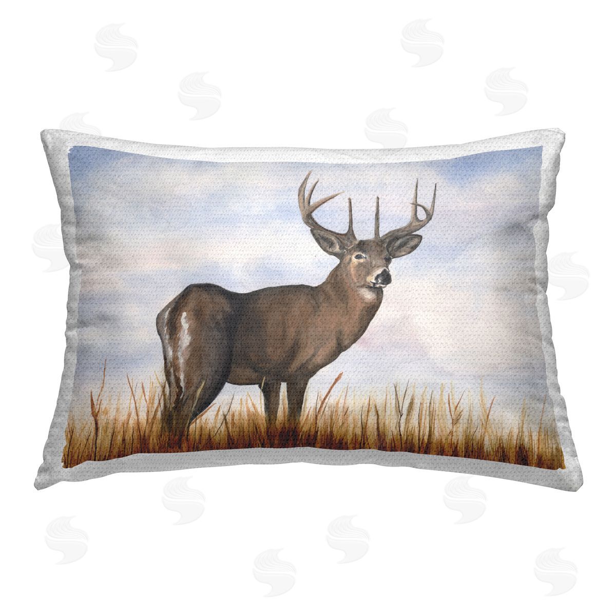 Michael Willett Elk in Rural Scenery Outdoor Quick-Dry Polyester Printed Throw Pillow