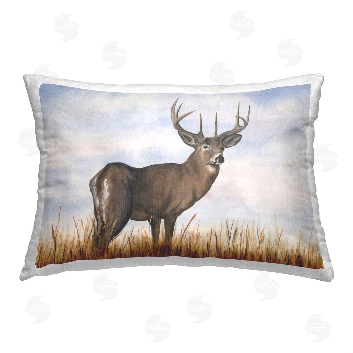 Michael Willett Elk in Rural Scenery Printed Plush Polyester Throw Pillow