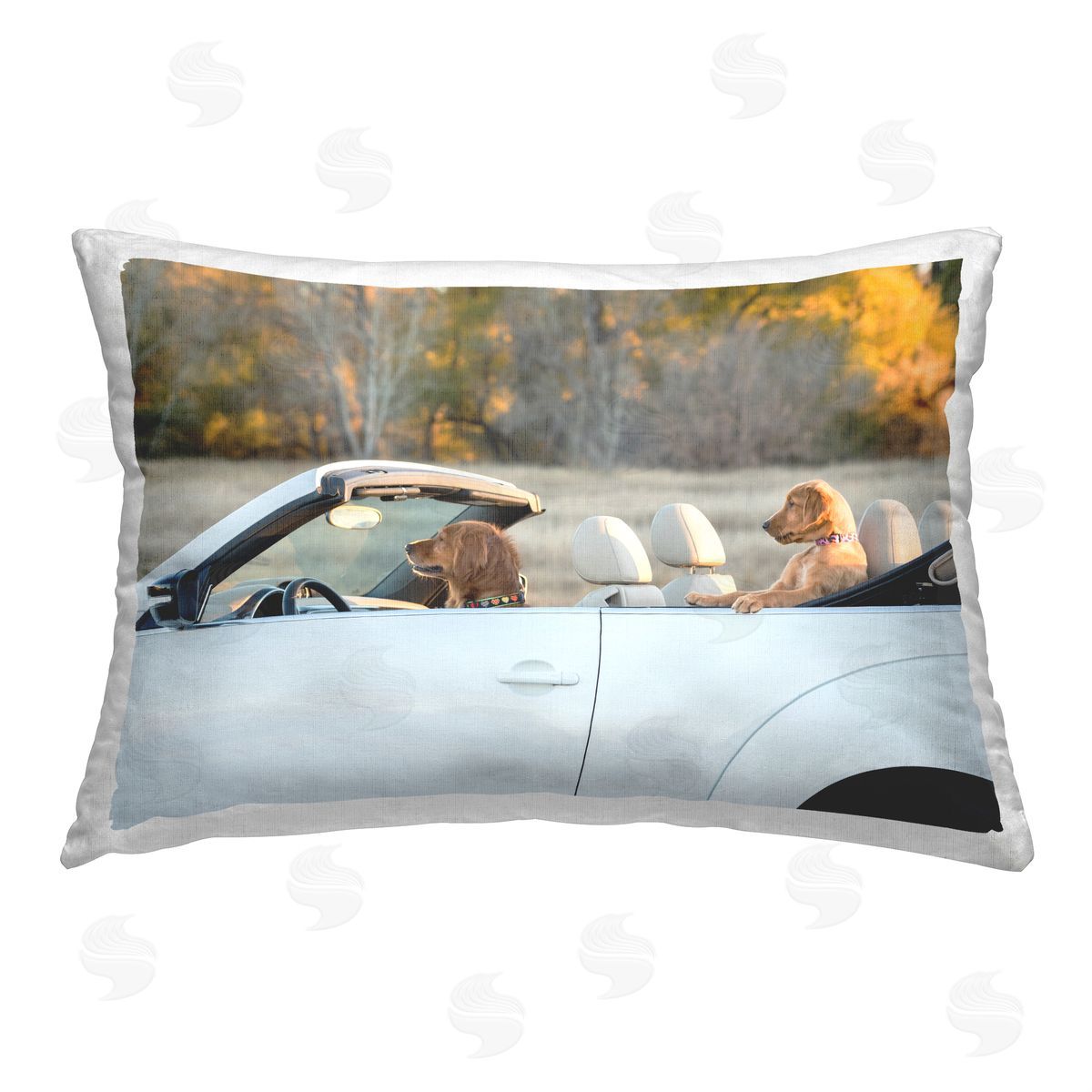 Karen Hoglund Dogs Driving Convertible Printed Plush Polyester Throw Pillow