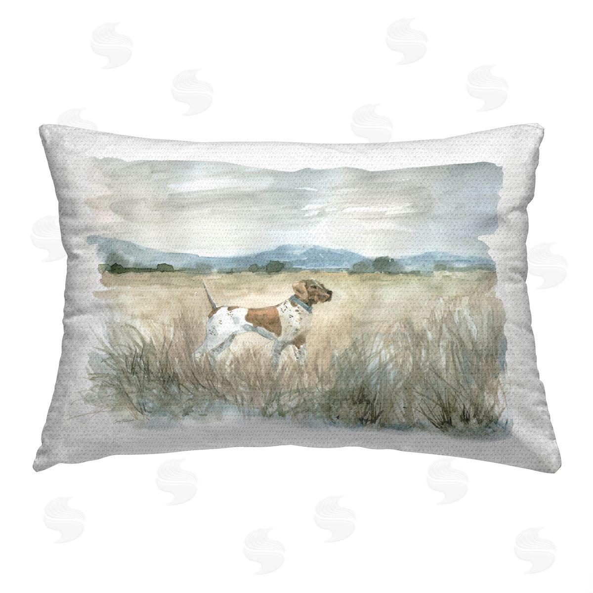 Carol Robinson Pointer Dog Rural Scenery Outdoor Quick-Dry Polyester Printed Throw Pillow