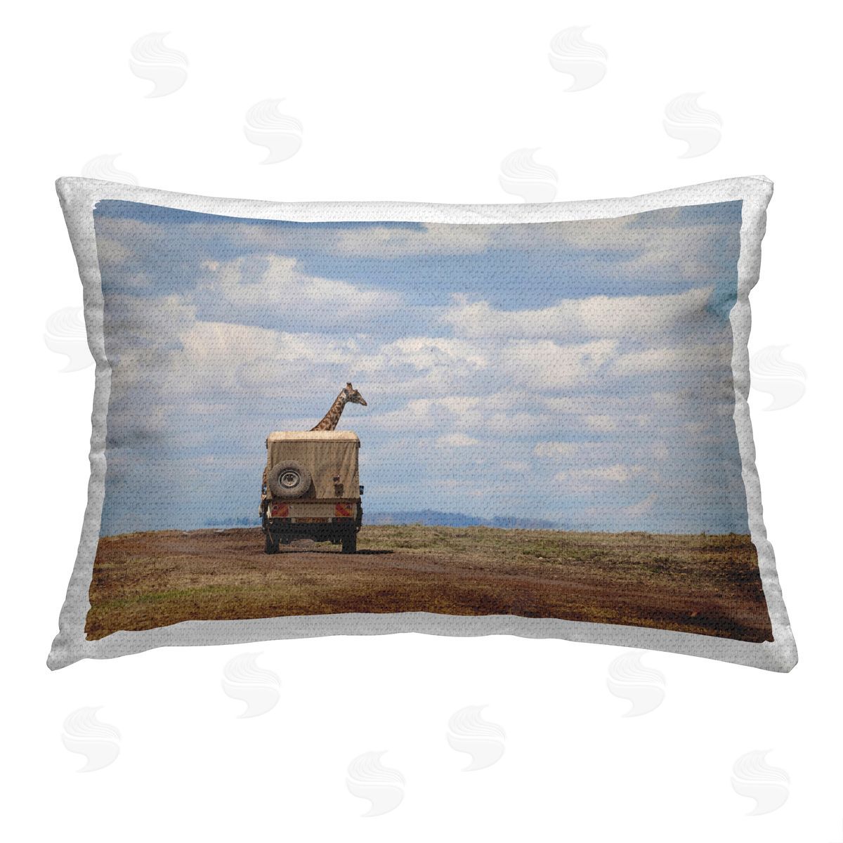 Marilyn Parver Giraffe in Savanna Truck Outdoor Quick-Dry Polyester Printed Throw Pillow