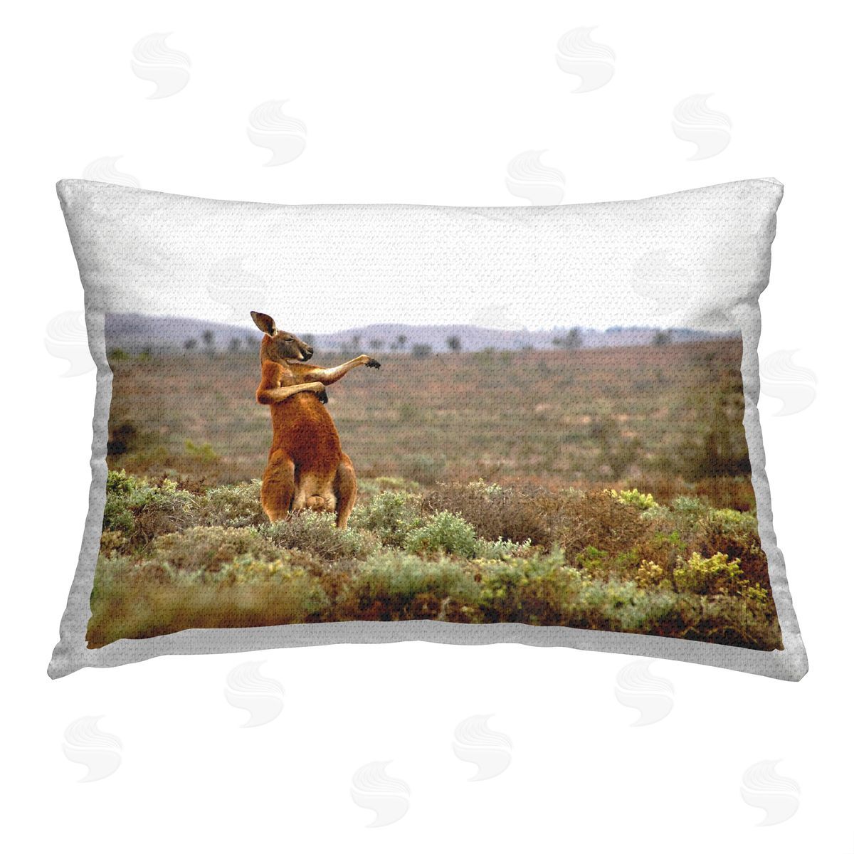 Andrey Glijov Funny Kangaroo in Nature Outdoor Quick-Dry Polyester Printed Throw Pillow