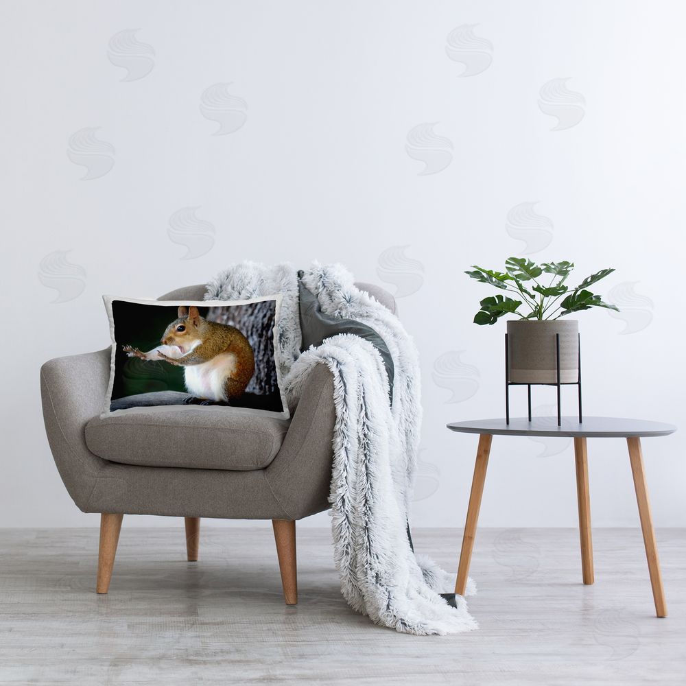 Mary McGowan Funny Squirrel Pose Printed Plush Polyester Throw Pillow On Chair