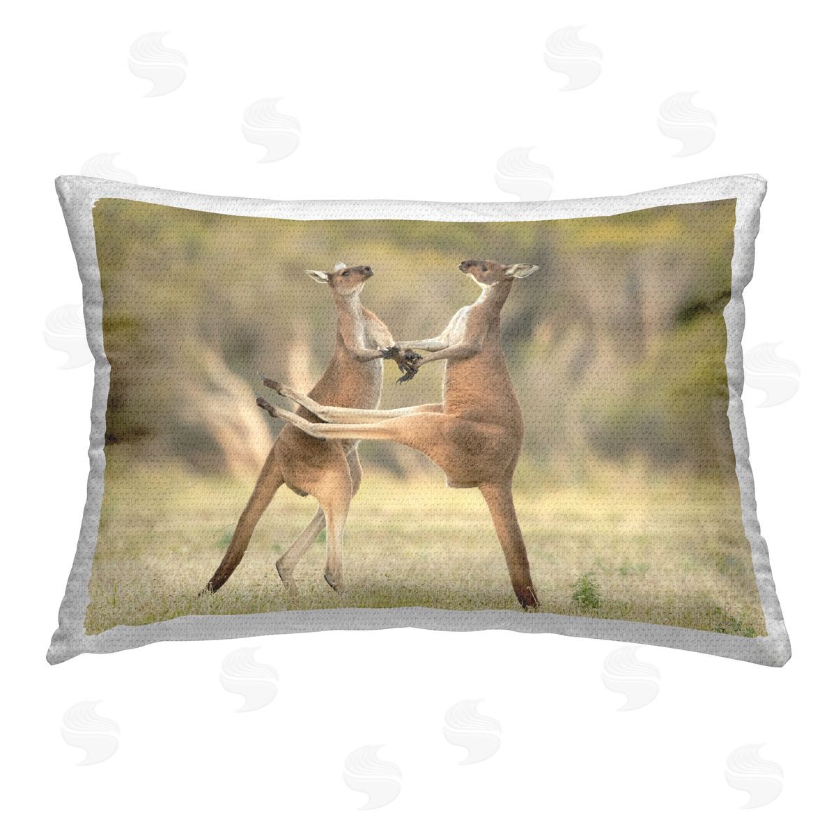 Lea Scaddan Two Jumping Kangaroos Outdoor Quick-Dry Polyester Printed Throw Pillow