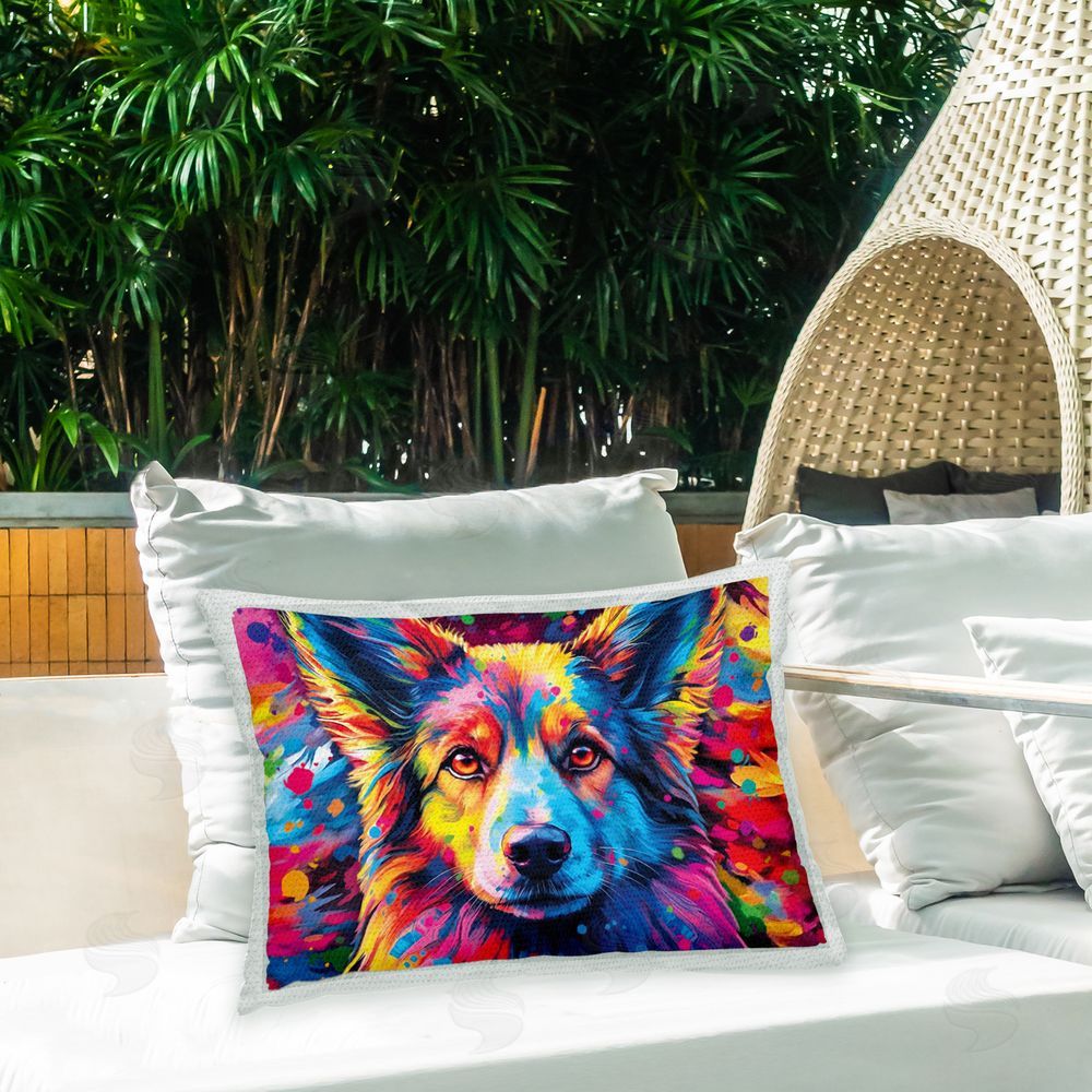 Image World Modern Splash Dog Portrait Outdoor Quick-Dry Polyester Printed Throw Pillow in Back Yard