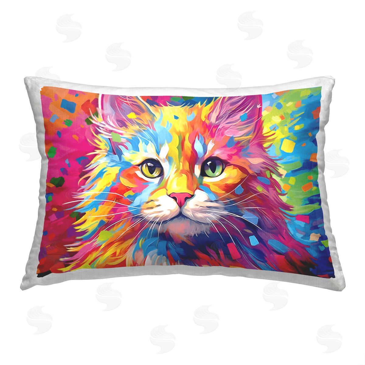 Image World Modern Patterned Cat Printed Plush Polyester Throw Pillow