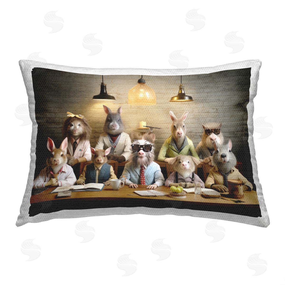Lazar Studio Wildlife Animals at Table Outdoor Quick-Dry Polyester Printed Throw Pillow