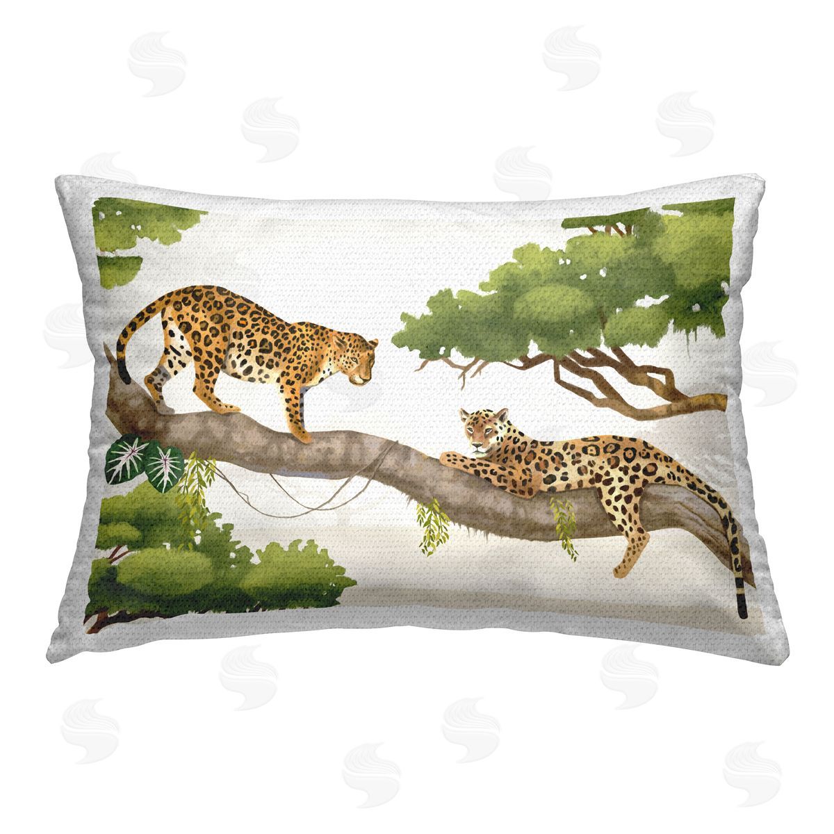 Lucca Sheppard Leopards in Tree Outdoor Quick-Dry Polyester Printed Throw Pillow