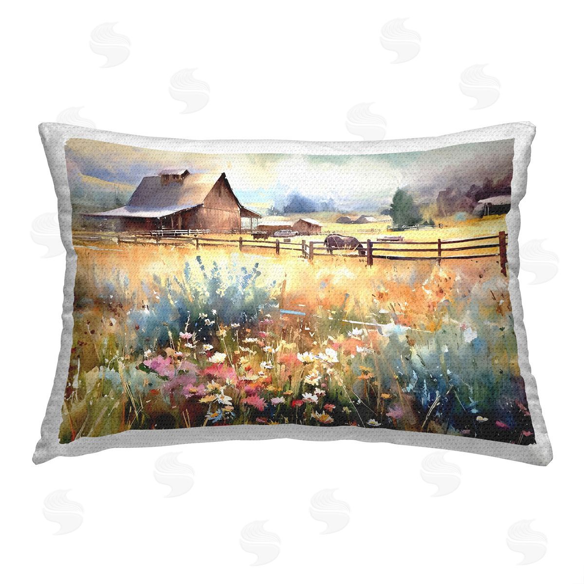 Ramona Murdock Rural Meadow with Horse Outdoor Quick-Dry Polyester Printed Throw Pillow