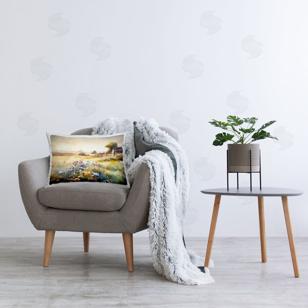 Ramona Murdock Modern Farmhouse Landscape Printed Plush Polyester Throw Pillow On Chair