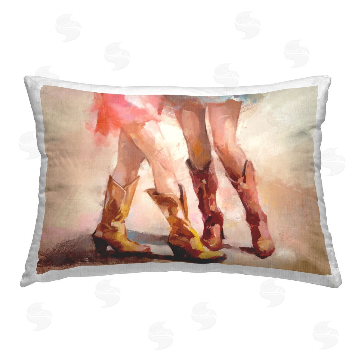 Ziwei Li Cowgirls Dancing in Boots Printed Plush Polyester Throw Pillow