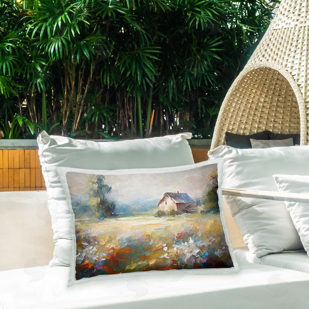 Ramona Murdock Vivid Abstract Farmhouse Outdoor Quick-Dry Polyester Printed Throw Pillow in Back Yard