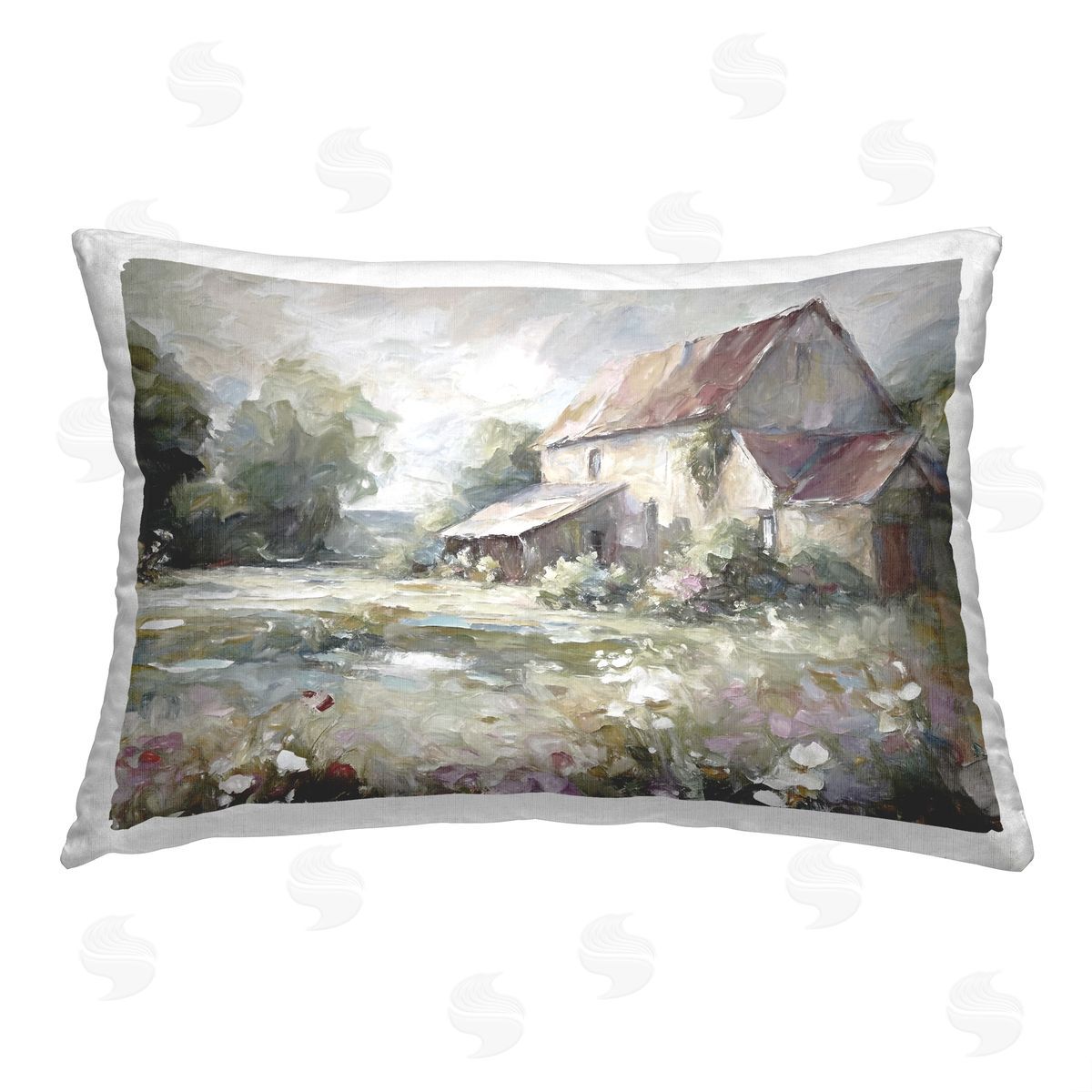 Ramona Murdock Grey Farm Meadow Printed Plush Polyester Throw Pillow