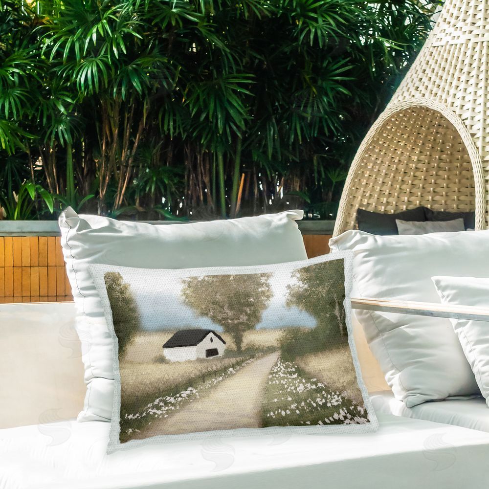 Michael Marcon Cottage & Rural Path Outdoor Quick-Dry Polyester Printed Throw Pillow in Back Yard