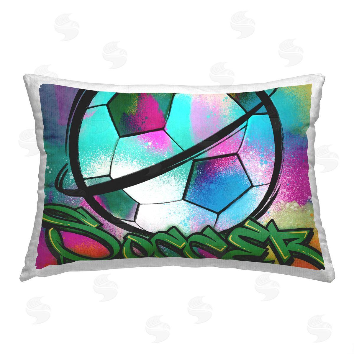 Marcus Prime Soccer Sports Graffiti Printed Plush Polyester Throw Pillow