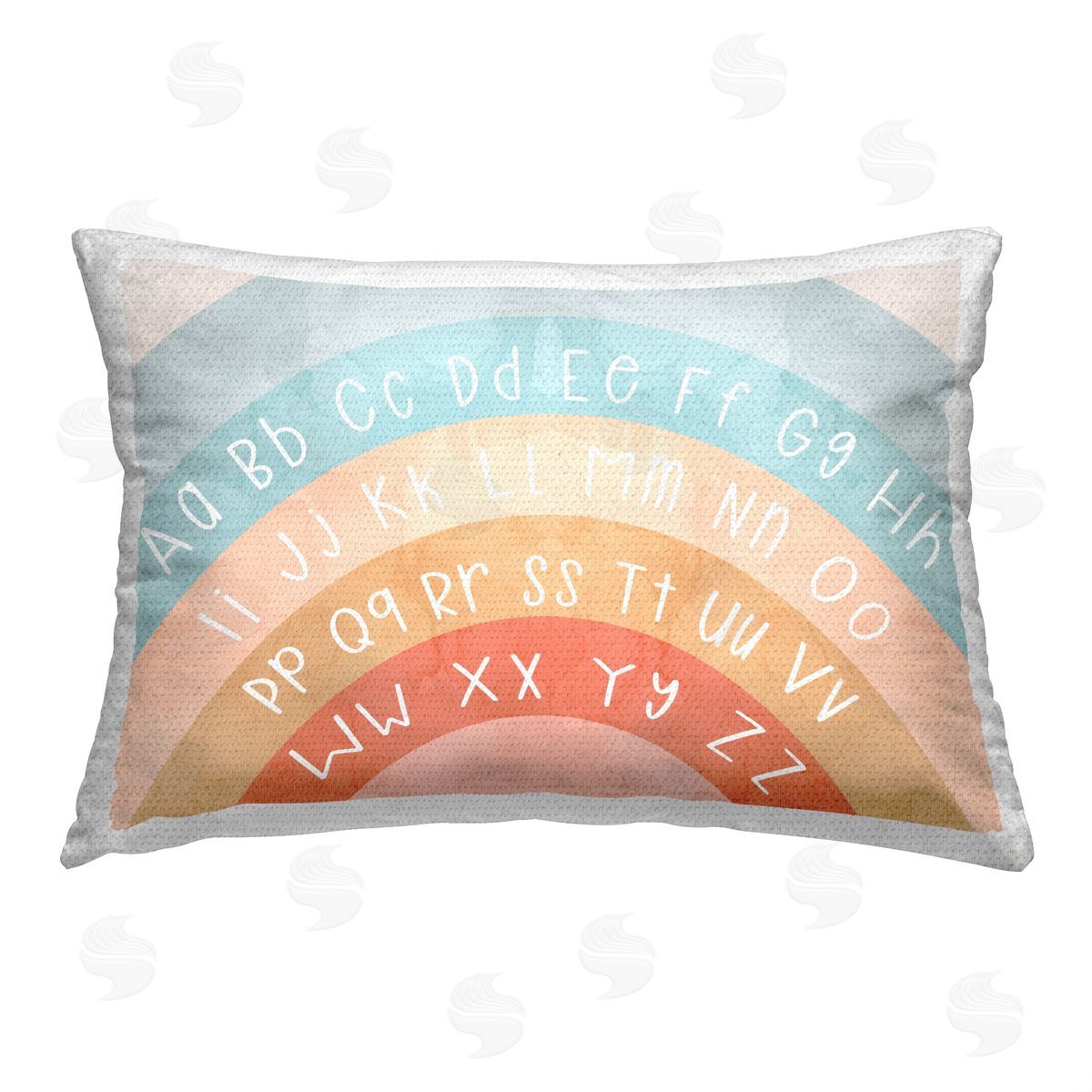 Stupell Studio Soft Rainbow Alphabet Outdoor Quick-Dry Polyester Printed Throw Pillow