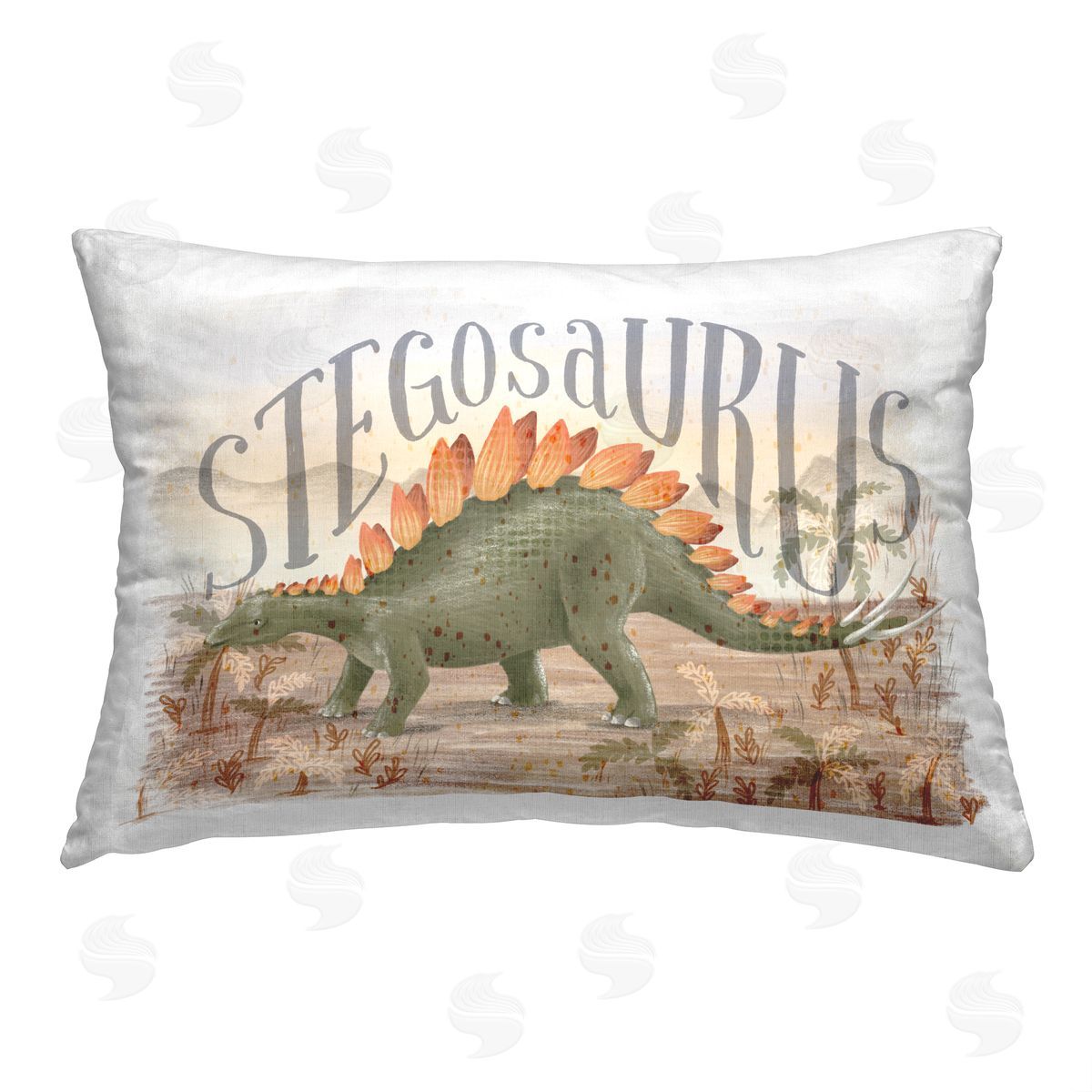 Raquel Maciel Stegosaurus in Nature Printed Plush Polyester Throw Pillow