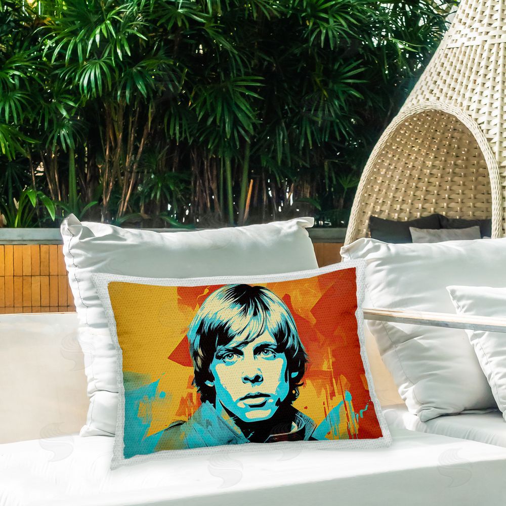 Birch & Ink Abstract Pop Culture Face Outdoor Quick-Dry Polyester Printed Throw Pillow in Back Yard