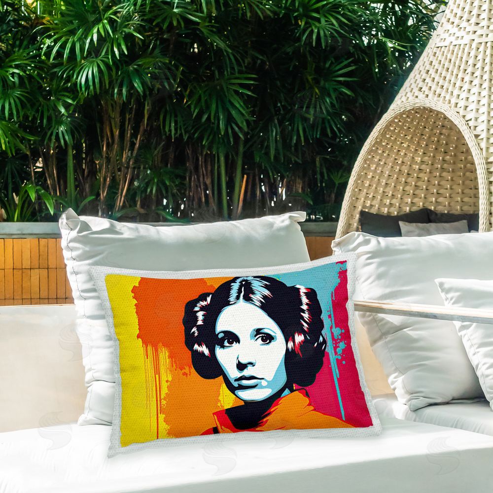 Birch & Ink Abstract Sci-Fi Woman Outdoor Quick-Dry Polyester Printed Throw Pillow in Back Yard
