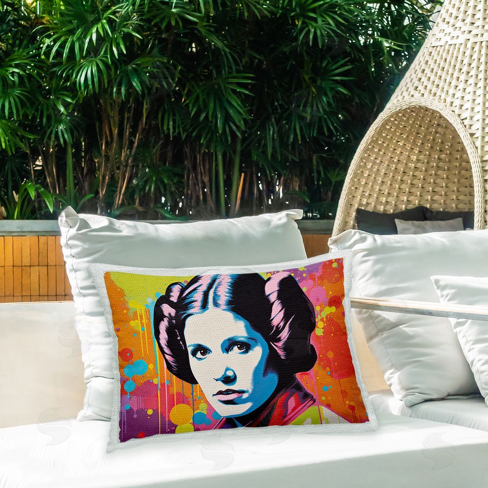 Birch & Ink Patterned Modern Character Outdoor Quick-Dry Polyester Printed Throw Pillow in Back Yard