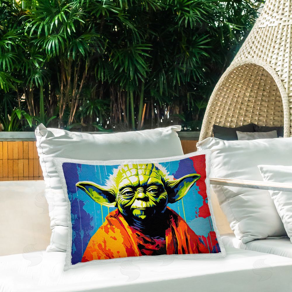 Birch & Ink Pop Culture Creature Outdoor Quick-Dry Polyester Printed Throw Pillow in Back Yard