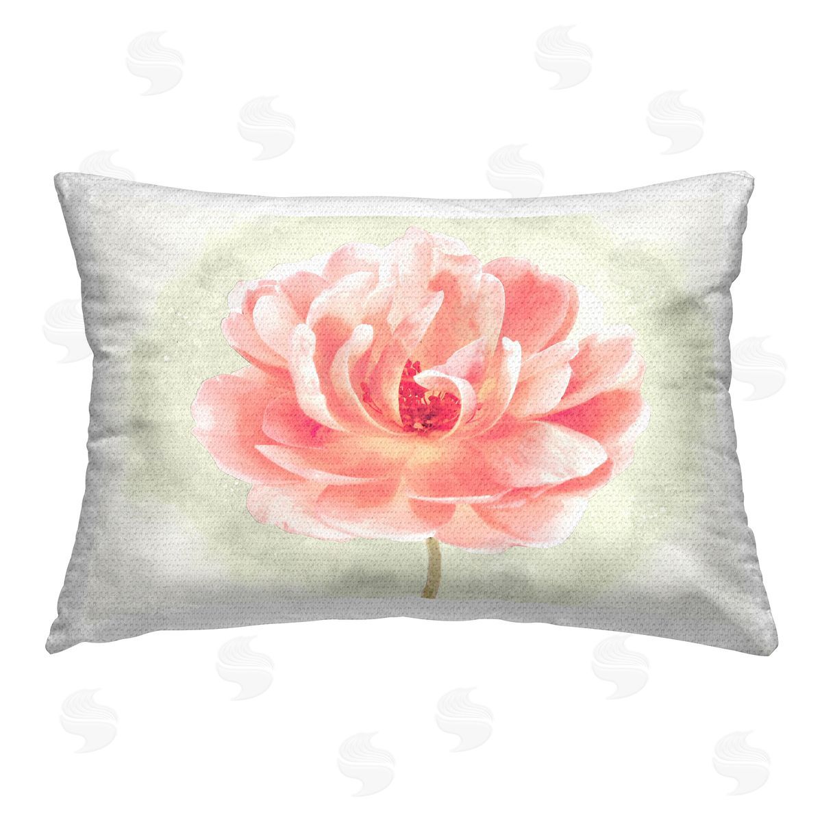 Christine Zalewski Pink Flower Sprig Outdoor Quick-Dry Polyester Printed Throw Pillow