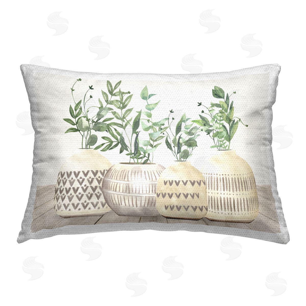 Kim Allen Potted Herbs Still Life Outdoor Quick-Dry Polyester Printed Throw Pillow