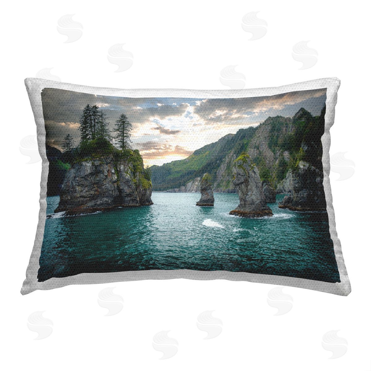 Daniel Sproul Protruding Cliffs Seascape Outdoor Quick-Dry Polyester Printed Throw Pillow