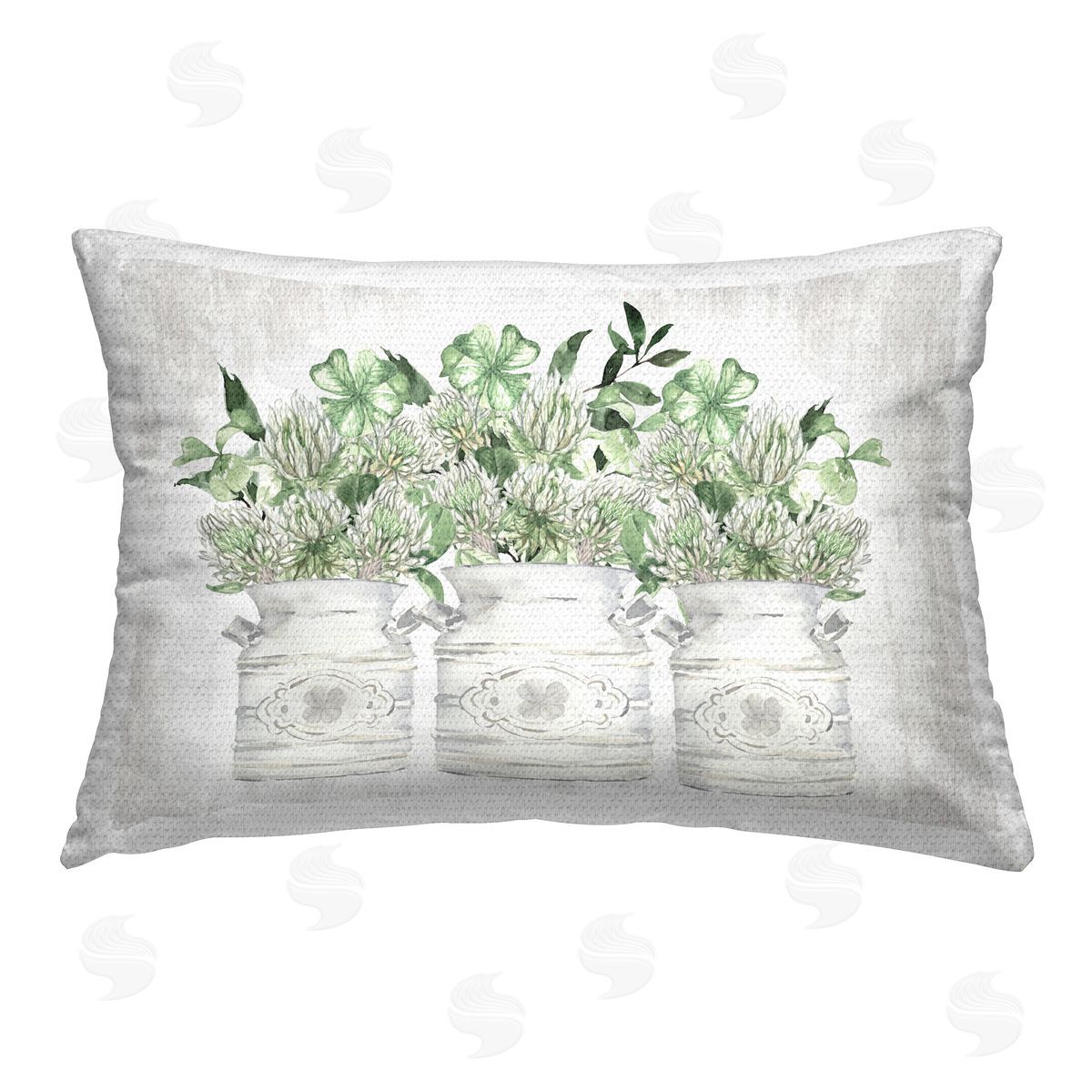 Lettered and Lined Shamrock Herb Jars Outdoor Quick-Dry Polyester Printed Throw Pillow