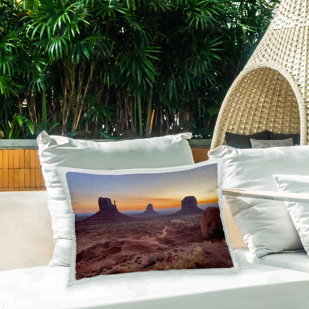Steve Toole Monument Valley at Sunset Outdoor Quick-Dry Polyester Printed Throw Pillow in Back Yard