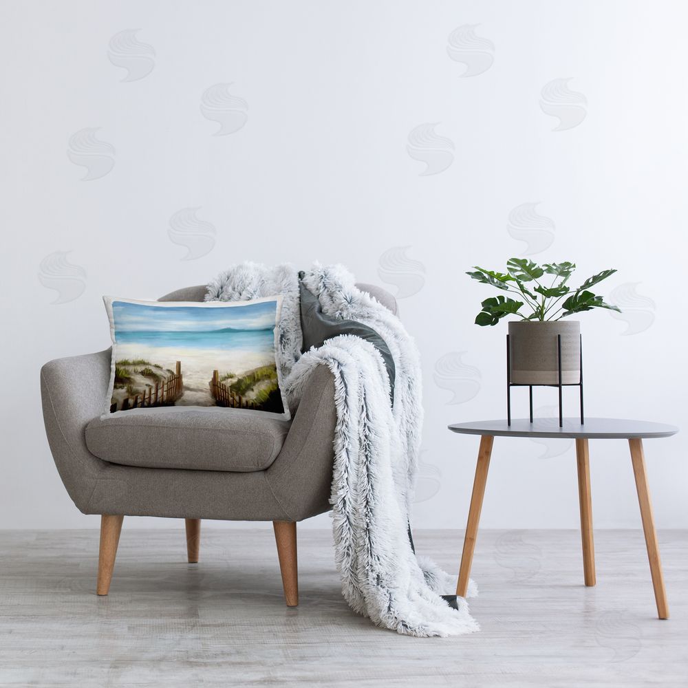 Carson Lyons Sandy Path to Beach Printed Plush Polyester Throw Pillow On Chair