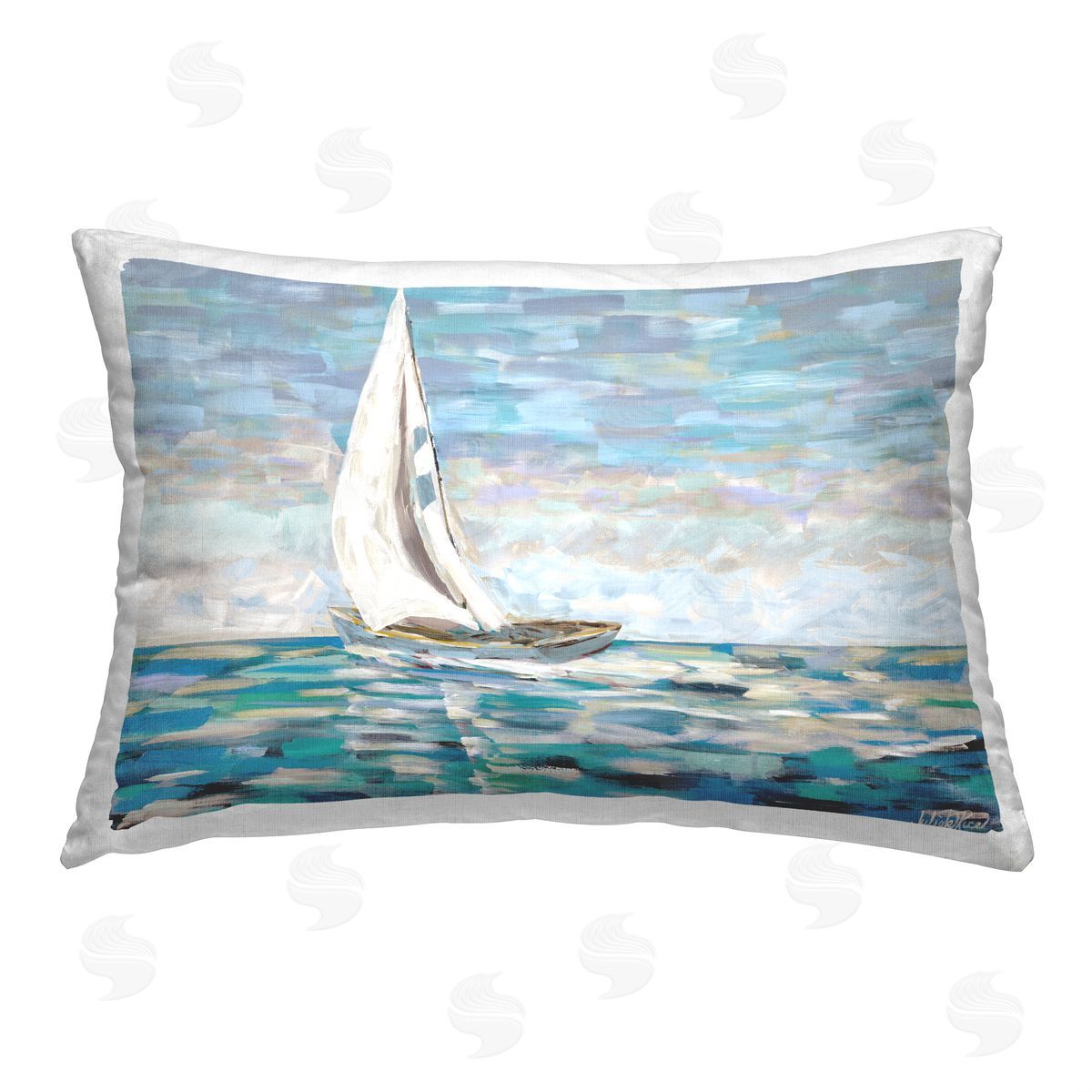 Julie DeRice Choppy Waters Sailboat Printed Plush Polyester Throw Pillow