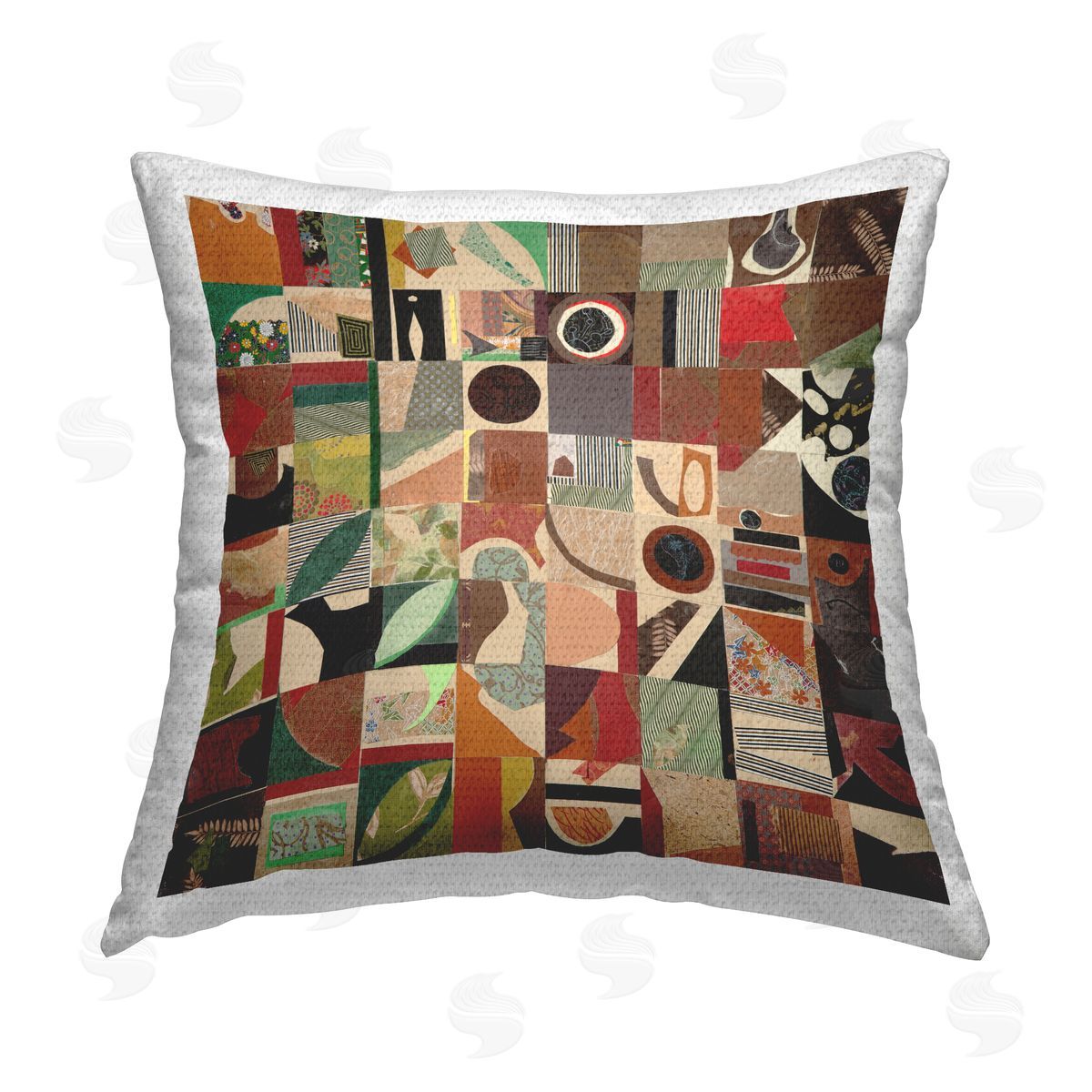 Pamela Fingado Earth Tone Geometric Collage Outdoor Quick-Dry Polyester Printed Throw Pillow