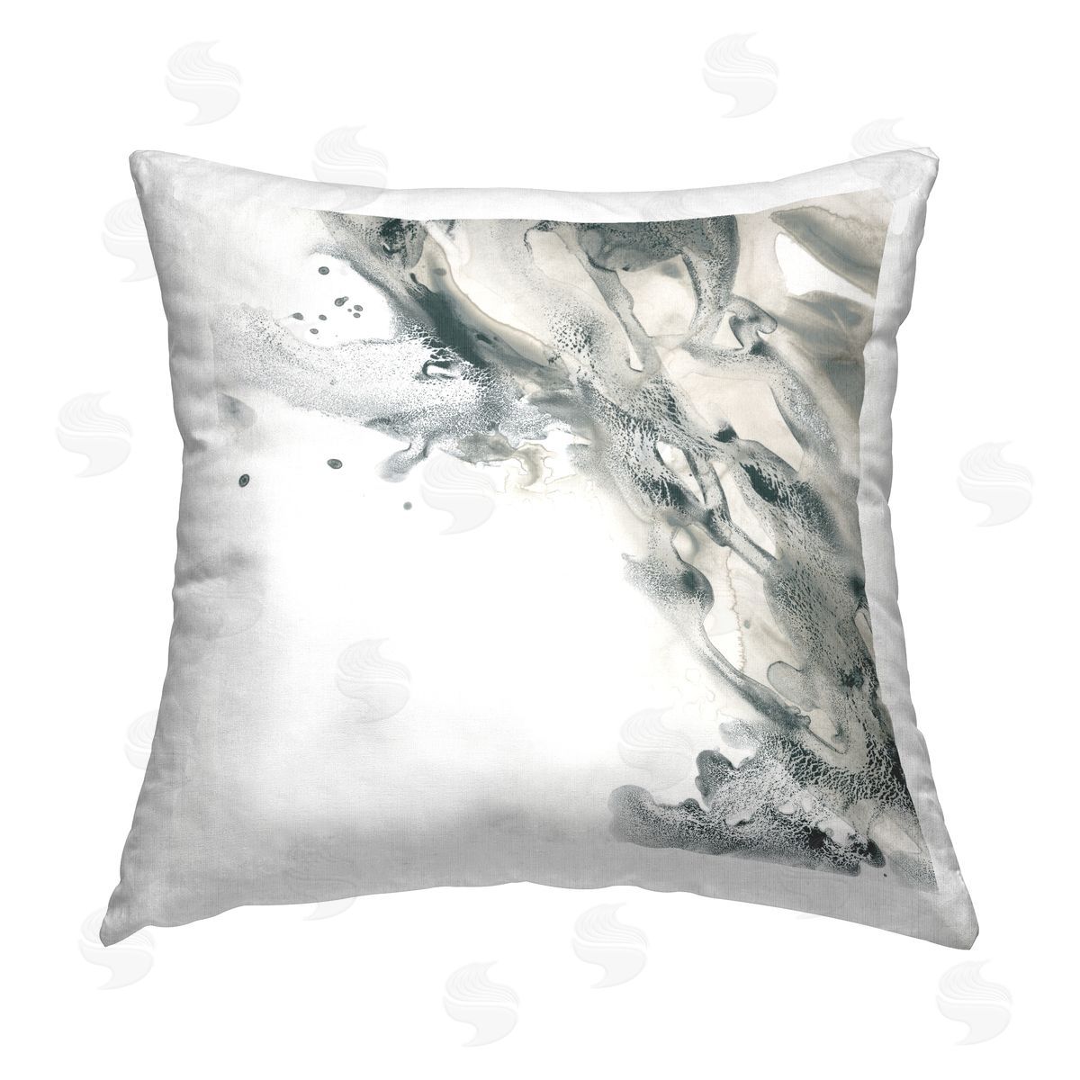 June Erica Vess Fluid Grey Abstraction Printed Plush Polyester Throw Pillow